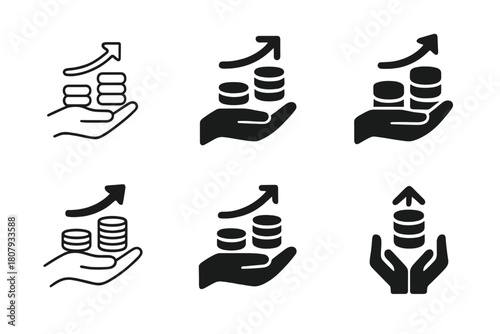 Economic Recovery Logos. economic recovery after crises. Icon set. Set Logo of economic recovery after crises: upward arrow emerging from broken