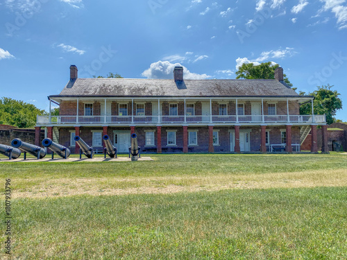Fort Washington Park, in Fort Washington, Maryland. Historic defensive fort protecting Washington  D.C., overlooking Potomac River. National Park Service, National Capital Parks-East. Enlisted barrack