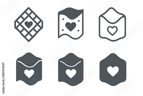 Baby Blanket Icons. Baby blanket. Icon set. Set Logo of baby blanket: patterned quilt squares. harmonious logo variations of the same emblematic concept, each