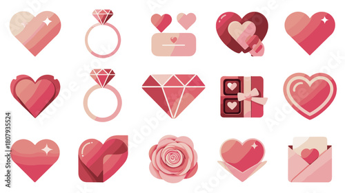 Romantic symbols illustration of love.