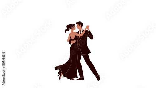 A romantic couple gracefully dancing together.