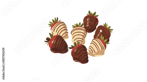 Indulge your senses with this image of fresh strawberries coated in delicious chocolate.