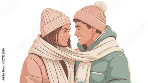 A couple shares a tender moment while gazing at each other.