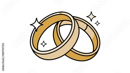 Two golden wedding rings intertwined, a symbol of eternal love and commitment.