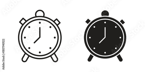 Alarm clock icon flat simple icon. Liner version - stock vector.