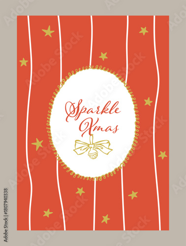 Christmas poster with whimsical illustration. Art for poster design or postcards.	