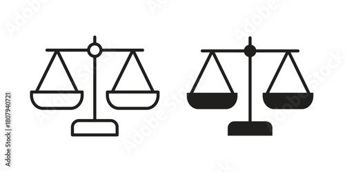 Balance scale icon flat simple icon. Liner version - stock vector.