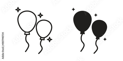 Balloons icon flat simple icon. Liner version - stock vector.