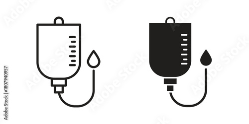 Blood transfusion icon flat simple icon. Liner version - stock vector.