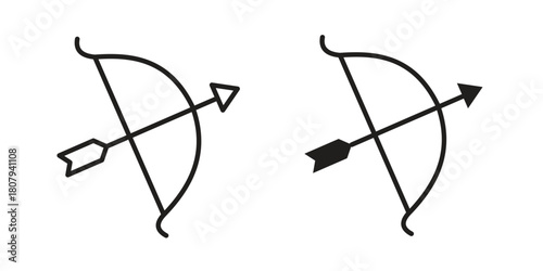 Bow arrow icon flat simple icon. Liner version - stock vector.