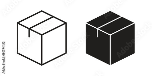 Box icon flat simple icon. Liner version - stock vector.