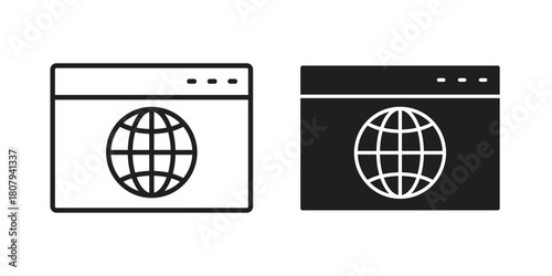 Browser icon flat simple icon. Liner version - stock vector.