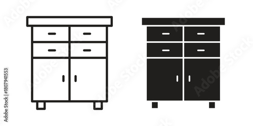 Cabinet icon flat simple icon. Liner version - stock vector.