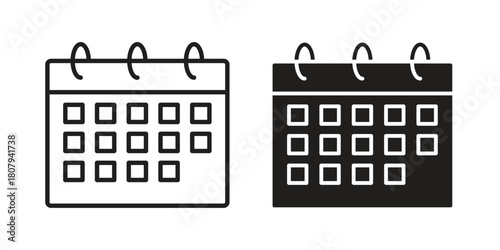 Calendar icon flat simple icon. Liner version - stock vector.