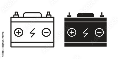 Car battery icon flat simple icon. Liner version - stock vector.