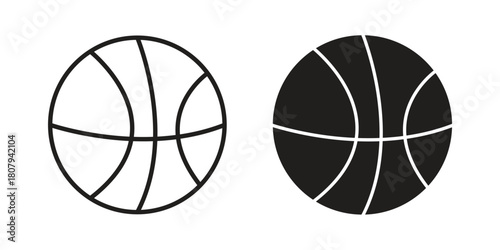 Basketball icon flat simple icon. Liner version - stock vector.