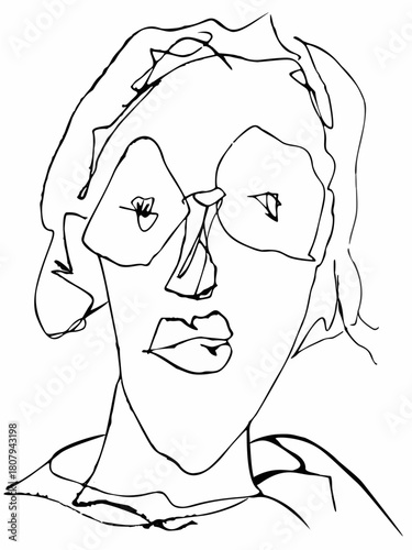 Sketch of a stranger's woman, reworked with a pen as a vector graphic.