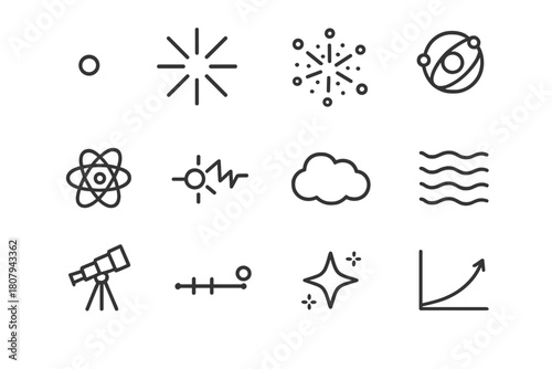 Big Bang Icon Set. big bang. Icon set. Set Logo of big bang: expanding light rings. harmonious logo variations of the same emblematic concept, each with
