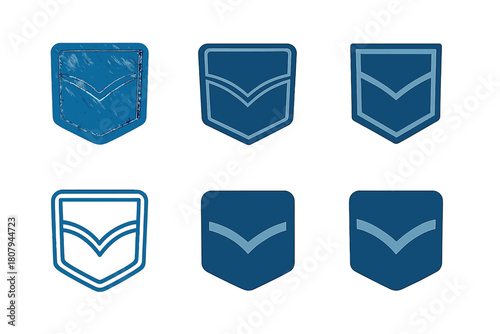 Faded Jeans Icons. Faded jeans. Icon set. Set Logo of faded jeans: denim pants silhouette. harmonious logo variations of the same emblematic concept, each with