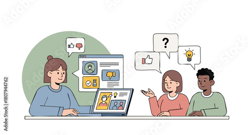 Diverse Team of Coworkers Discussing User Feedback and Brainstorming New Ideas During an Online Video Call Meeting