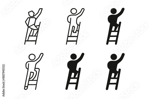 Community Mural Icons. A group of artists working together on a large community mural project. Icon set. Set Logo of Sketch Paper: Design planning. Negative