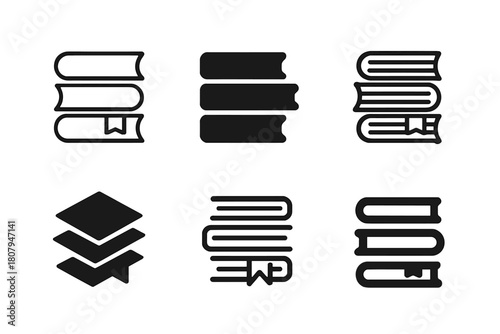 Library Logo Variations. Library. Icon set. Set Logo of library: globe and book representing world knowledge. harmonious logo variations of the same emblematic