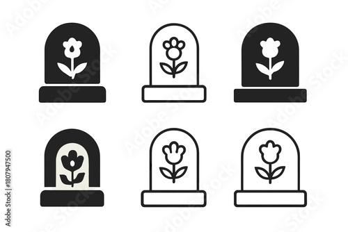 Memorial Traditions Icons. Remembering loved ones with special memorial traditions. Icon set. Set Logo of remembering loved ones with special