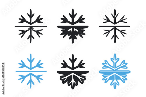 Icy Pond Logo Grid. Ice crystals on a frozen pond. Icon set. Set Logo of Pond Reflection: Icy mirror effect. Abstract geometric, Filled silhouette, Flat solid,