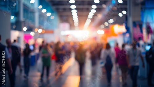 Wallpaper Mural Blurred crowd of people walking in exhibition fair trade hall Torontodigital.ca