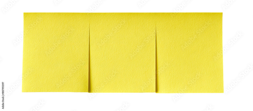 Fototapeta premium Flat yellow rectangular piece of paper with vertical creases