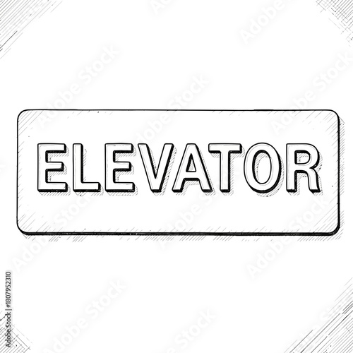 Elevator signage with a textured sketch style for accessible navigation