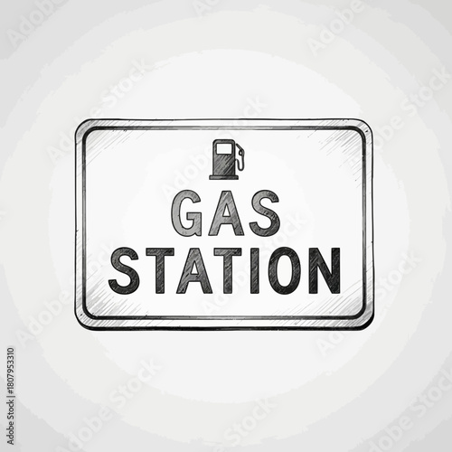 Sketchy gas station sign icon providing navigational assistance vector