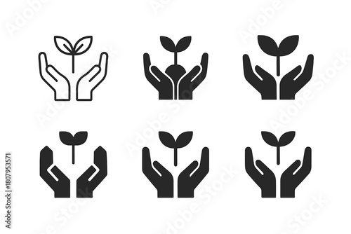 Self-Sufficiency Icons. Self-sufficiency. Icon set. Set Logo of self-sufficiency: solar panel. harmonious logo variations of the same emblematic concept, each