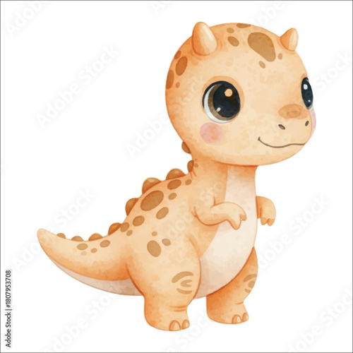 Watercolor dinosaurus Allosaurus vector isolated on white background cute baby allosaurus
