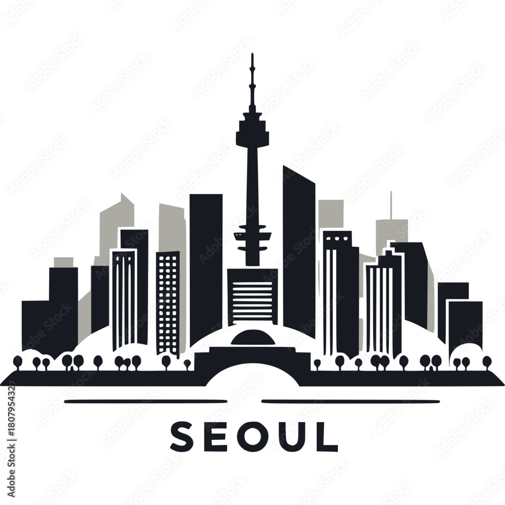 Obraz premium Seoul Skyline Icon Vector