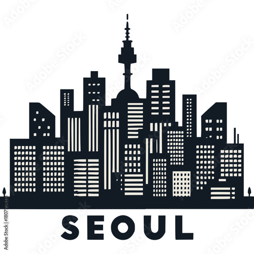 Seoul Skyline Icon Vector
