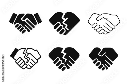 Hostile Takeover Icons. Hostile takeover. Icon set. Set Logo of hostile takeover: grasping hand over a smaller figure. harmonious logo variations of the same