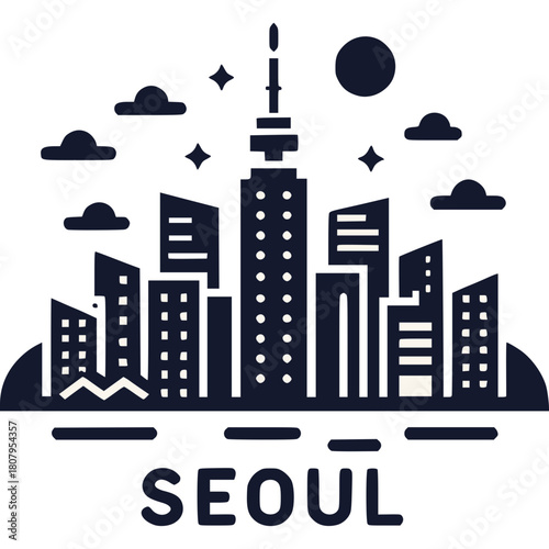 Seoul Skyline Icon Vector