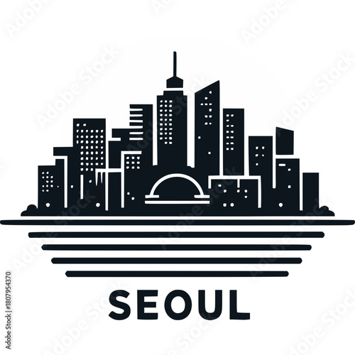 Seoul Skyline Icon Vector