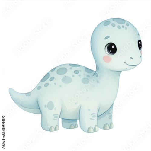 Watercolor dinosaurus Iguanodon vector isolated on white background cute baby iguanodon
