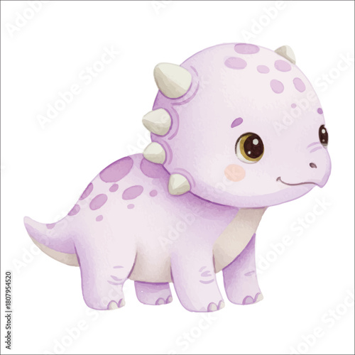 Watercolor dinosaurus Pachycephalosaurus vector isolated on white background cute baby pachycephalosaurus
