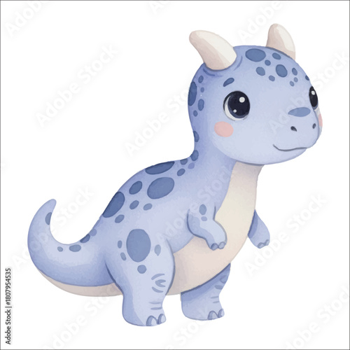Watercolor dinosaurus Carnotaurus vector isolated on white background cute baby carnotaurus
