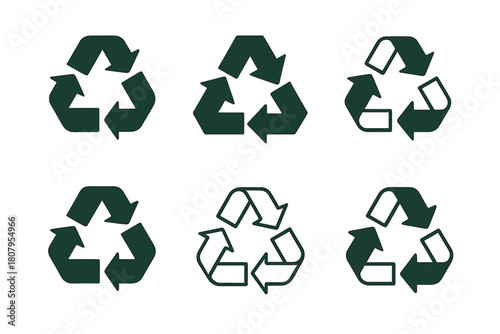 Waste Management Icons. waste management. Icon set. Set Logo of waste management: green energy from waste. harmonious logo variations of the same emblematic