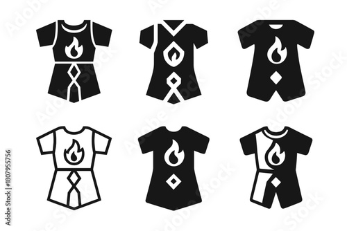 Medieval Costume Logos. medieval costumes. Icon set. Set Logo of medieval costumes: battle tunic with crest. harmonious logo variations of the same emblematic