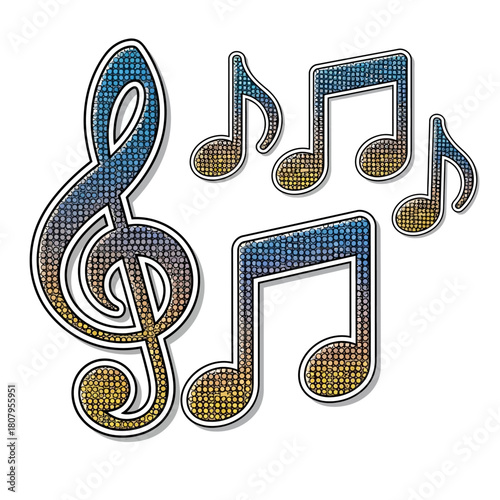 Music Notes Vector Art Creative Design with Treble Clef and Eighth Notes