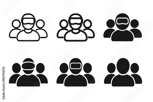 Virtual Meeting Logos. Virtual reality meetings. Icon set. Set Logo of Virtual reality meetings: Virtual table. harmonious logo variations of the