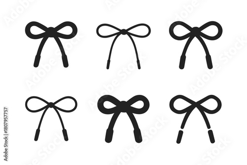 Shoe Lace Logos. shoe lace. Icon set. Set Logo of shoe lace: decorative lace pattern. harmonious logo variations of the same emblematic concept, each with