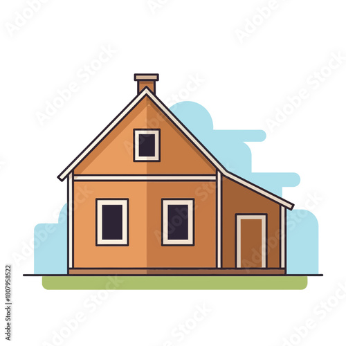 Aesthetic isolated illustration of detached house perfect for background, home design