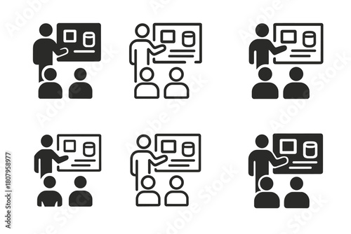 Prototype Logo Variations. A Business Team Creating a Product Prototype in a Design Studio. Icon set. Set Logo of Product Prototyping: collaborative design