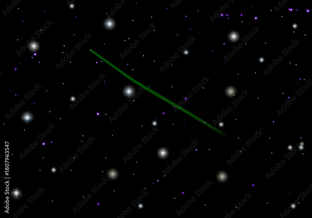 Fototapeta premium black background with light, flying asteroid, cosmos background, stars, 3 I, comet